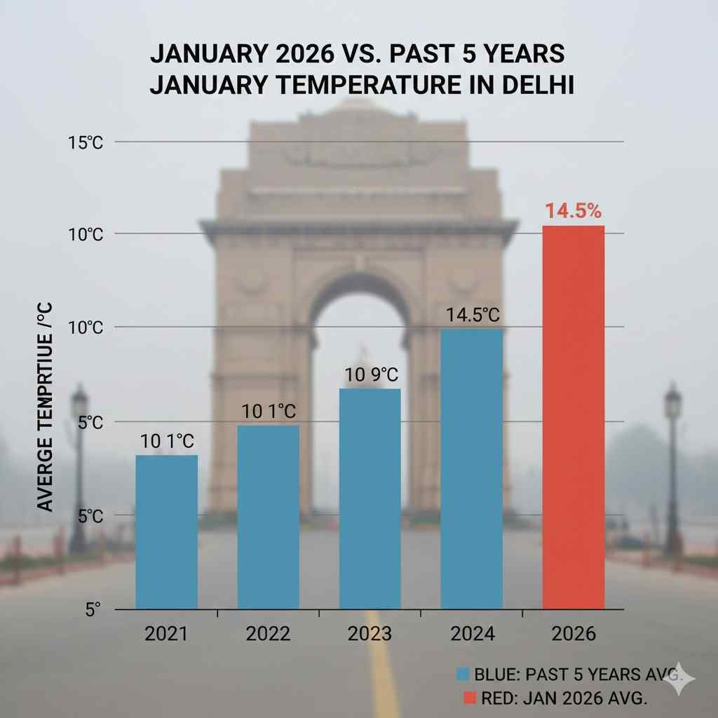 January 2026 vs Past 5 Years January Temperature in Delhi What the Data Says