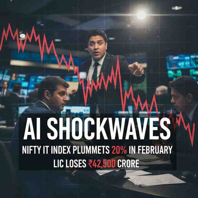 AI Shockwaves Nifty IT Index Plummets 20% in February; LIC Loses ₹42,500 Crore