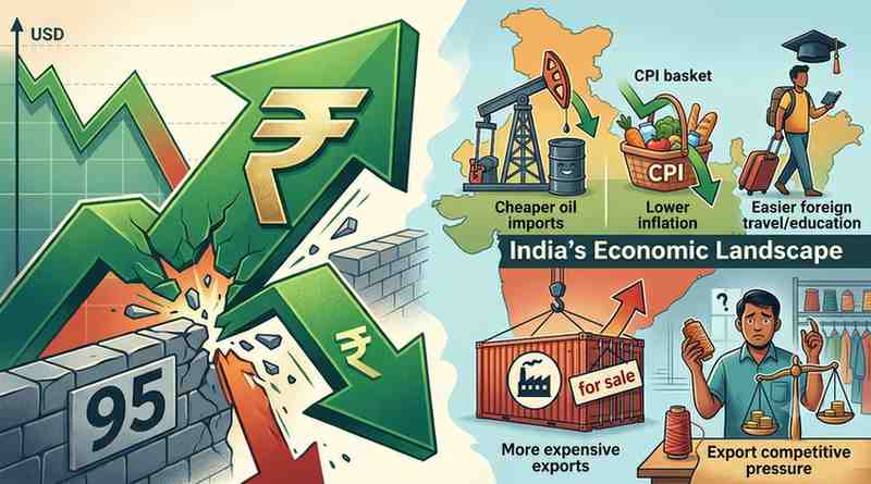 Rupee's Surge Past 95 Implications for India's Economic Landscape